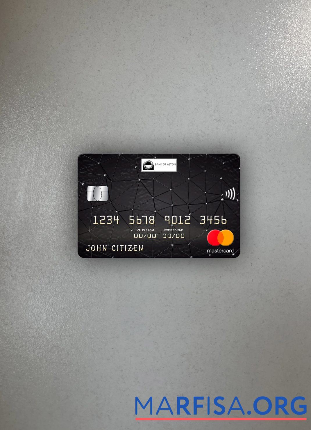 Printable United Kingdom Bank of Aston mastercard photolook front real example